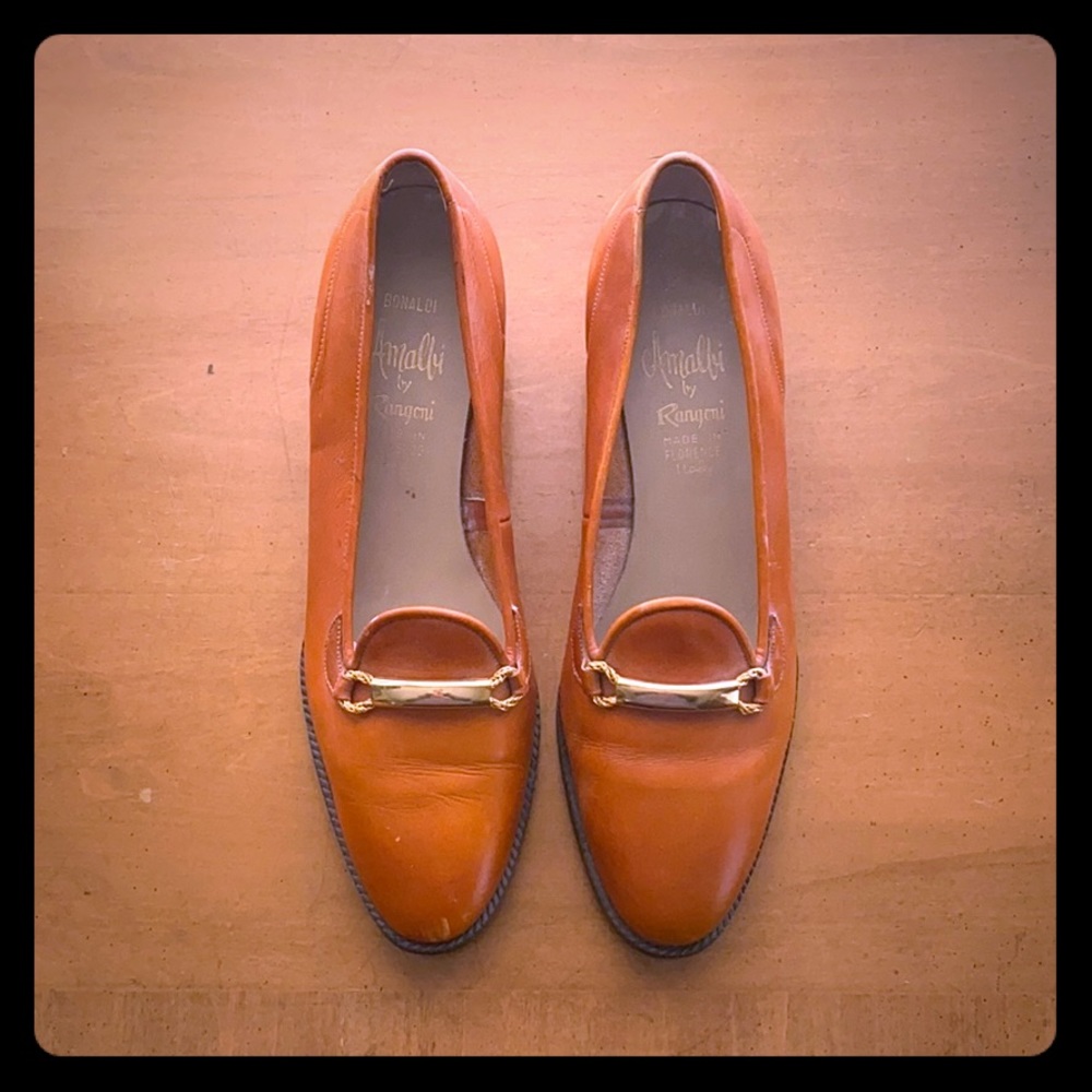 Rangoni burnt orange leather heels size 8